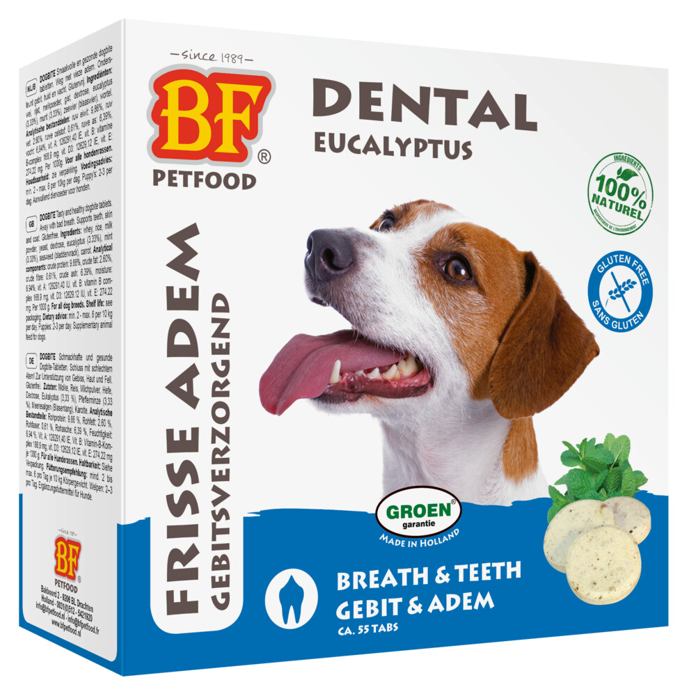 16x BF Petfood Dogbite Tandverzorgende Tabletten 55 stuks