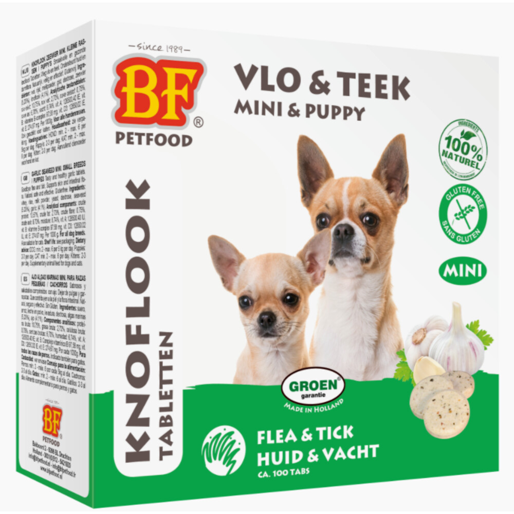 16x BF Petfood Hondensnoepjes Anti-Vlo Knoflook - Zeewier Mini 100 stuks