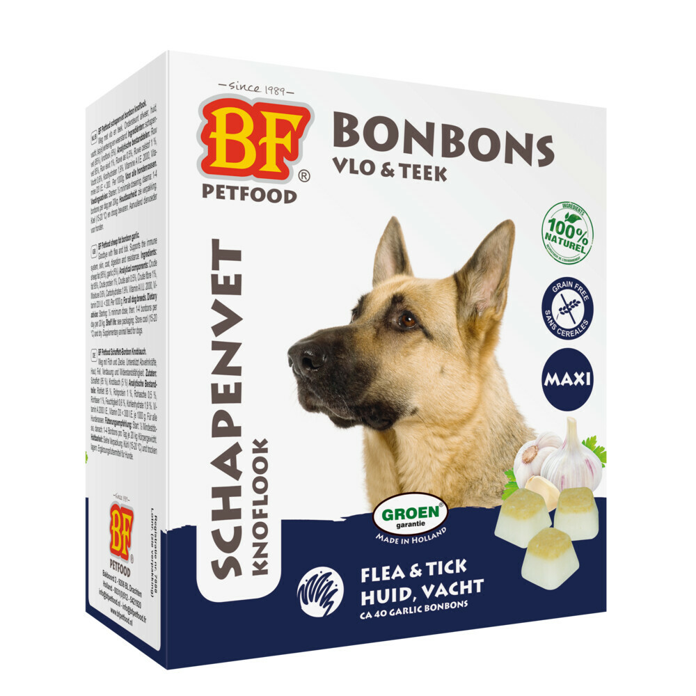 BF Petfood Schapenvet Maxi Bonbons Knoflook 40 stuks