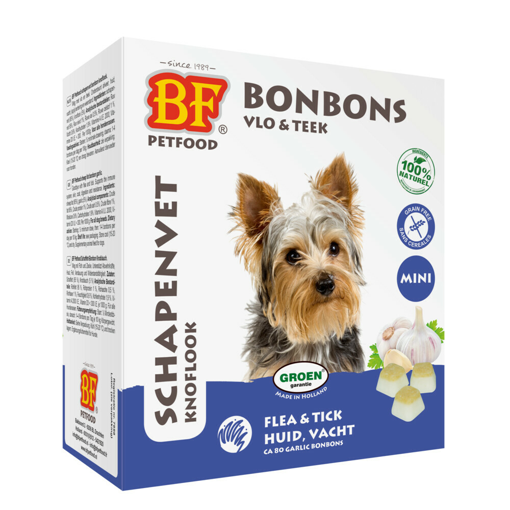 BF Petfood Schapenvet Mini Bonbons Knoflook 80 stuks