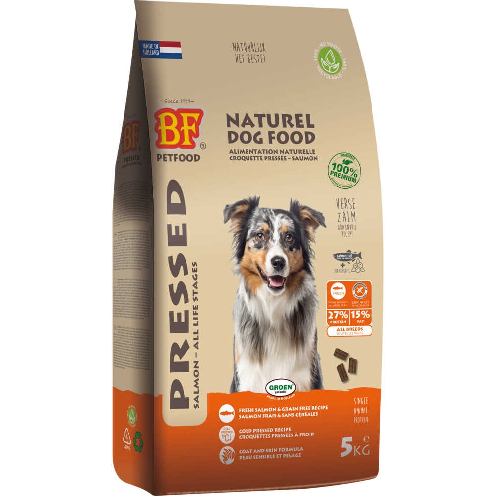 BF Petfood Vleesbrok Geperst Hondenbrokken Zalm 5 kg