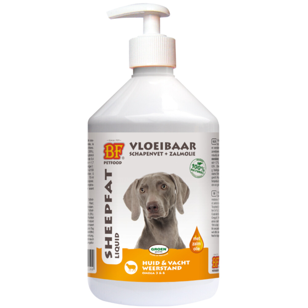 BF Petfood Vloeibaar Schapenvet met Zalmolie 500 ml