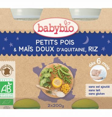 Babybio Slaap Lekker Maaltijd 6+ mnd Erwten Mais Rijst 2x200 gr