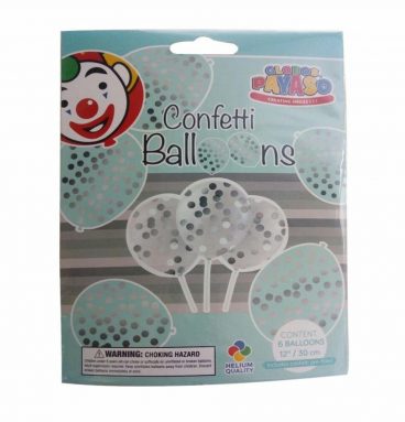 Ballonnen Transparant met Confetti Zilver 6 stuks