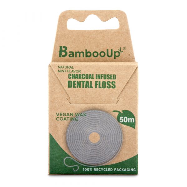 BambooUp Charcoal Floss 50 mtr Wax