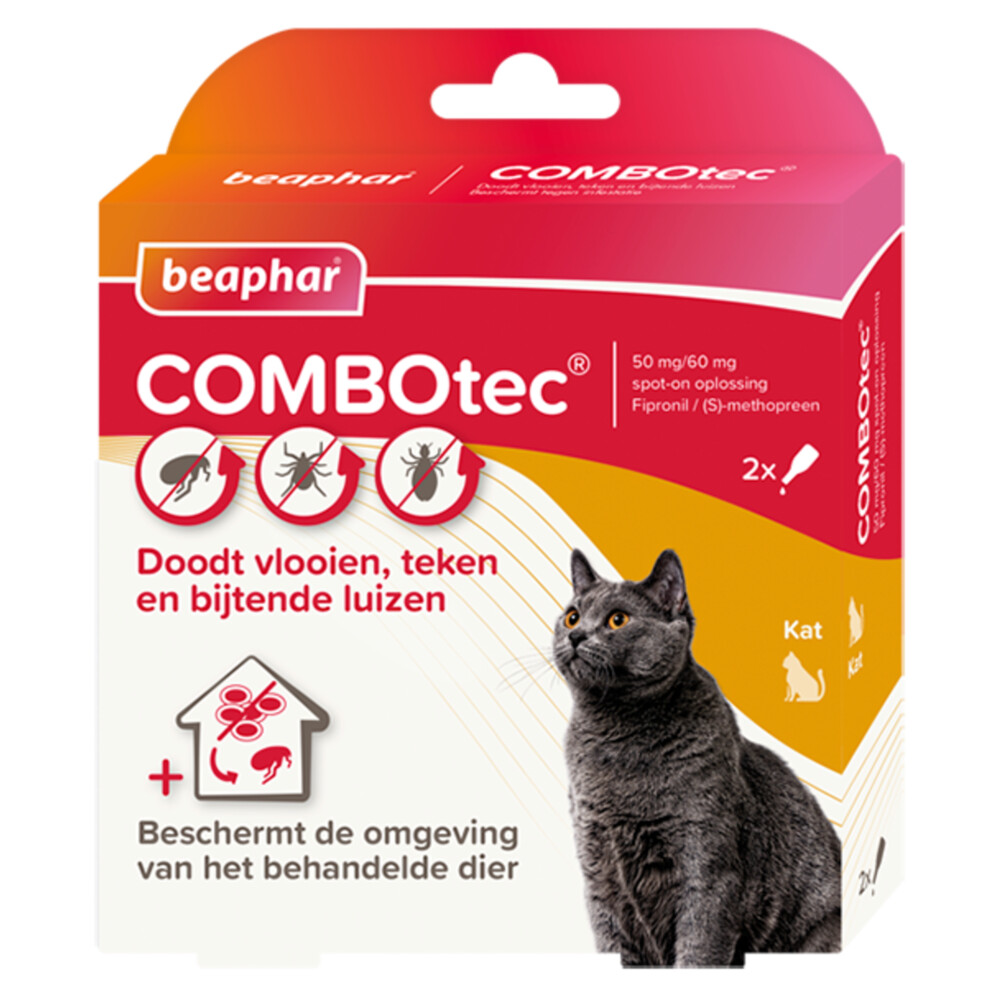 Beaphar Combotec Anti Vlooien en Teken Druppels Kat/Fret 2 pipetten