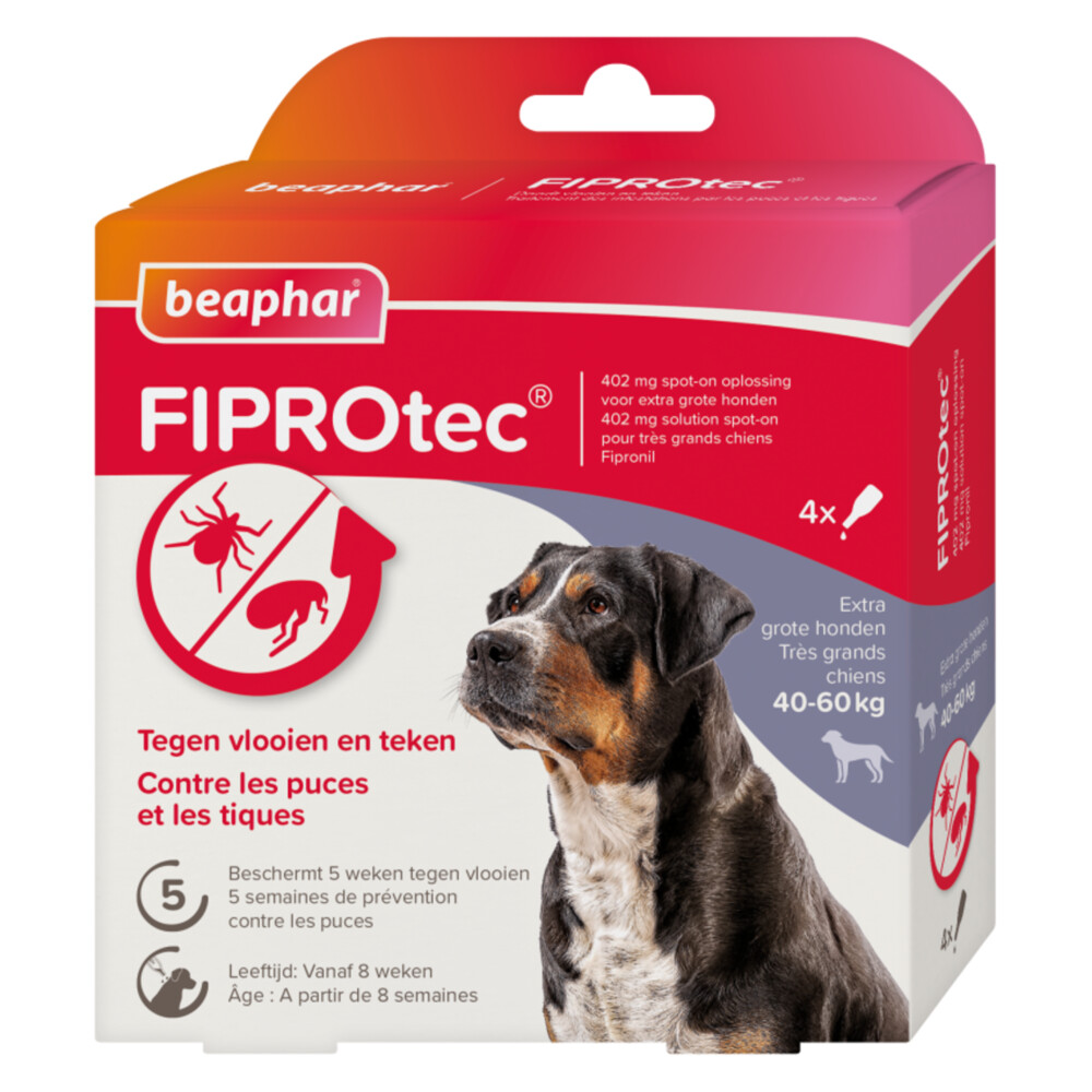 Beaphar Fiprotec Anti Vlooien en Teken Druppels Hond 40 - 60 kg 3 + 1 stuks