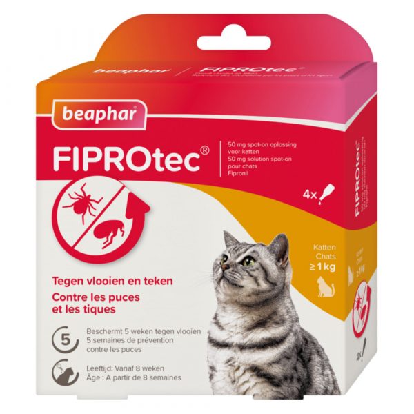 Beaphar Fiprotec Anti Vlooiendruppels Kat vanaf 2 kg 3 + 1 stuks