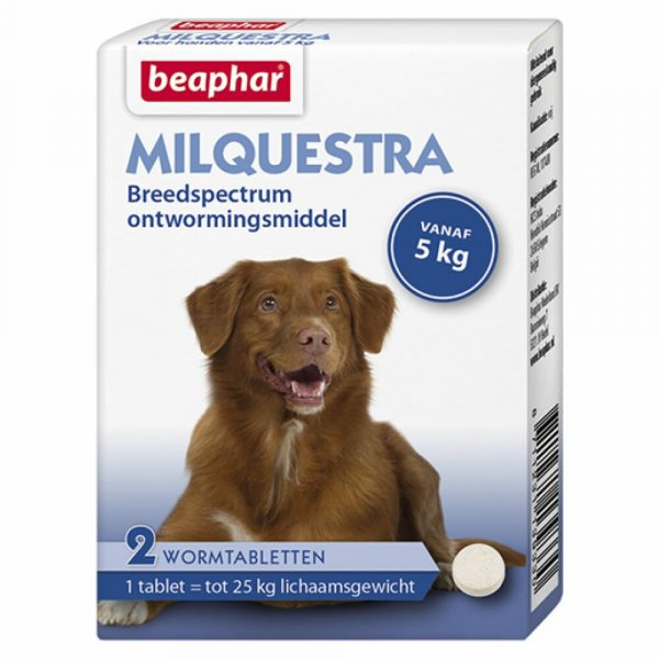 Beaphar Milquestra Ontworming Tabletten Hond 5-50kg 2 tabletten