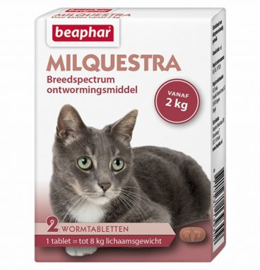 Beaphar Milquestra Ontworming Tabletten Kat 2 - 12 kg 2 tabletten