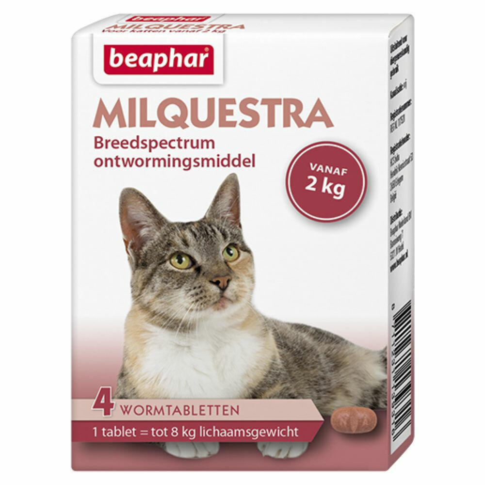 Beaphar Milquestra Ontworming Tabletten Kat 2 - 12 kg 4 tabletten