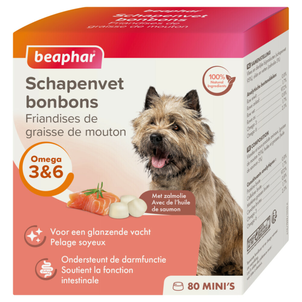 6x Beaphar Schapenvet Bonbons Mini Zalm 245 gr