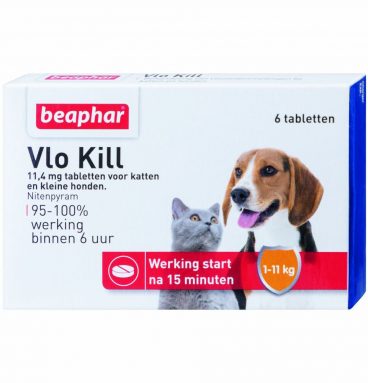 2x Beaphar Vlo Kill Anti Vlooien Tabletten Hond 1 -11 kg 6 tabletten