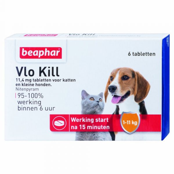 2x Beaphar Vlo Kill Anti Vlooien Tabletten Hond 1 -11 kg 6 tabletten