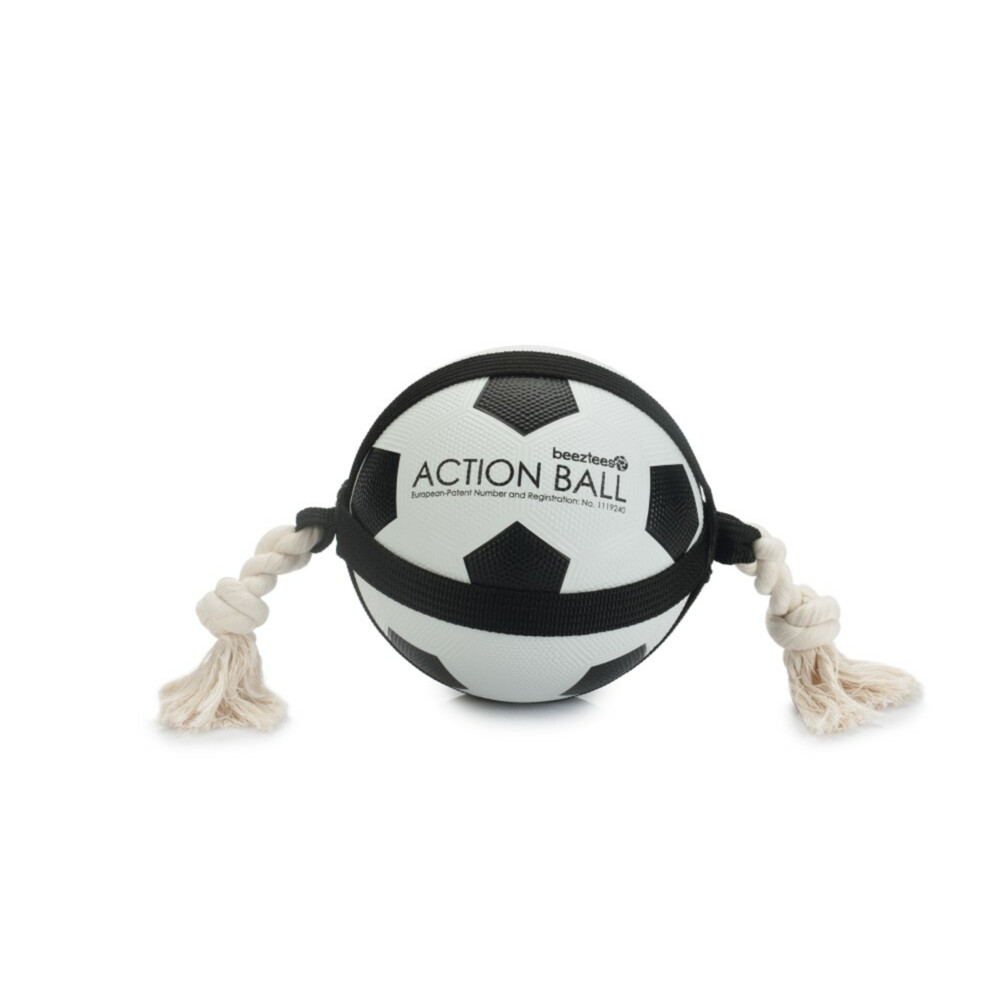 Beeztees Action Voetbal Met Touw Blauw 19 cm