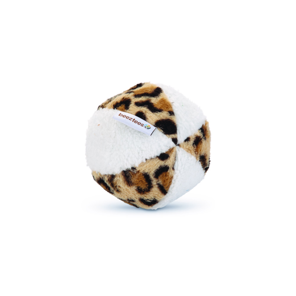 Beeztees Pluche Hondenspeelgoed Safari Bal Wit - Bruinø 11 cm