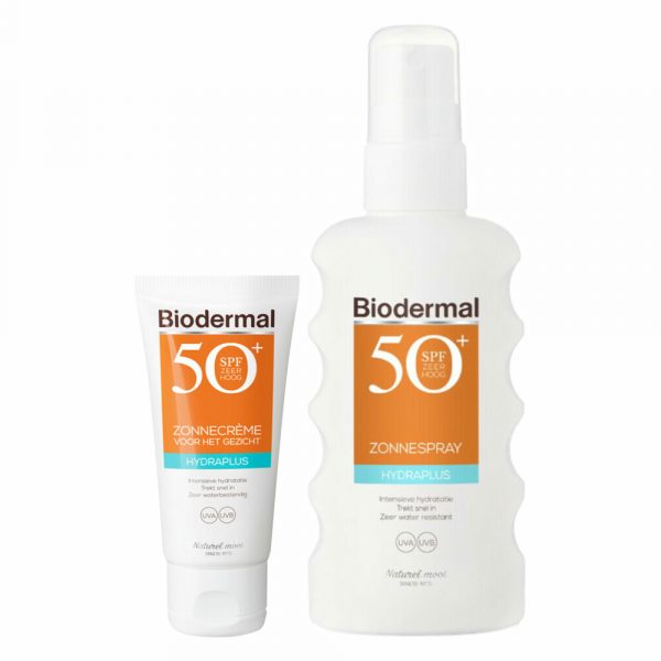 Biodermal SPF50 Lichaam en Gezicht Hydraterende Zonnebescherming Pakket