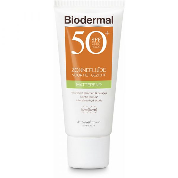 2x Biodermal Zonnefluïde Gezicht Matterend SPF 50 40 ml