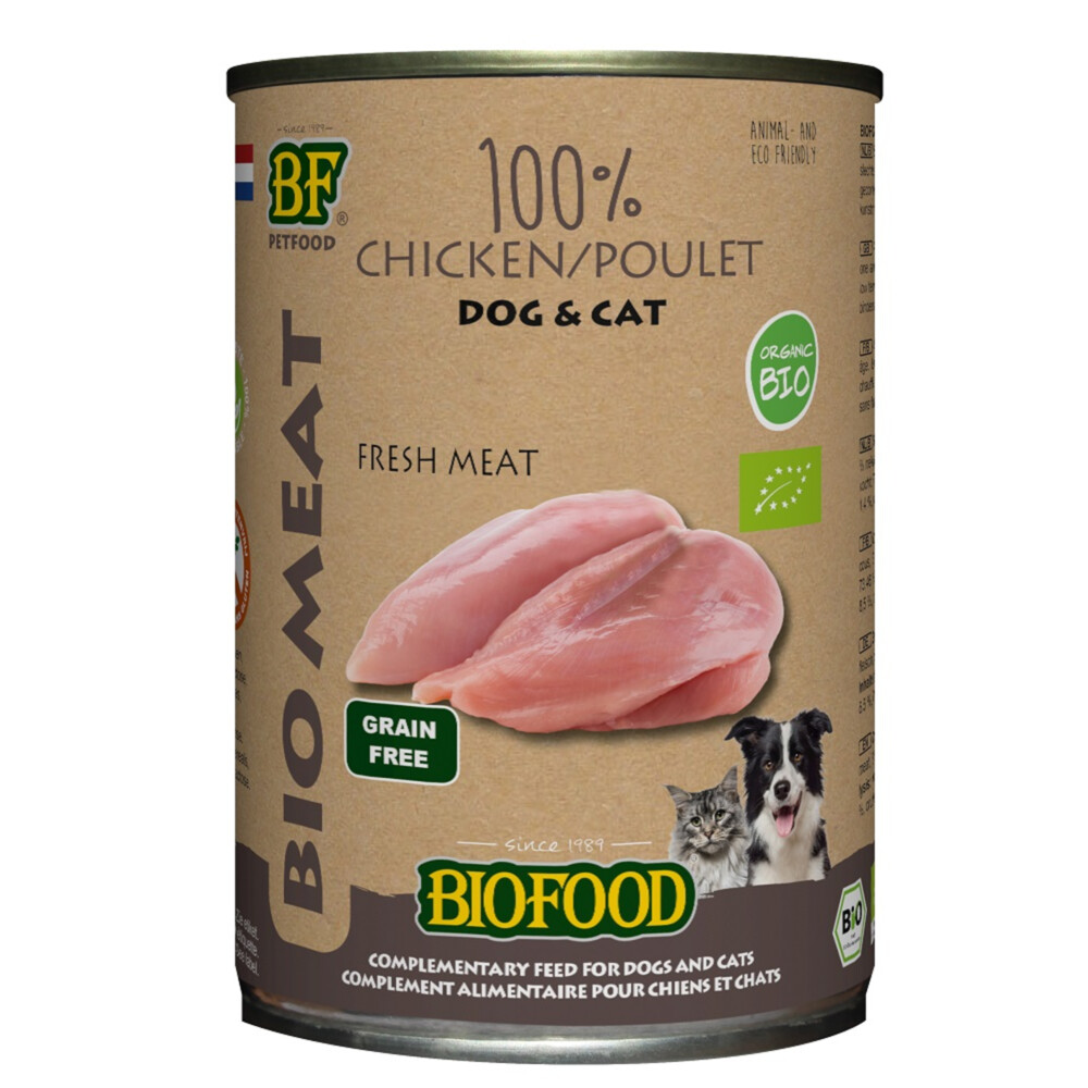 Biofood Organic Hond en Kat 100% Kip 400 gr