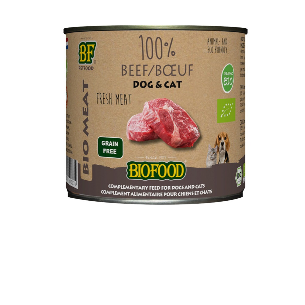 12x Biofood Organic Hond en Kat 100% Rund 200 gr