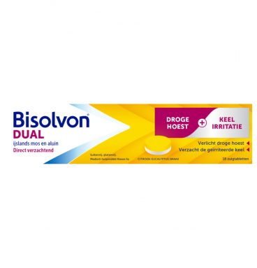 Bisolvon Dual Droge Hoest Keelirritatie 18 tabletten