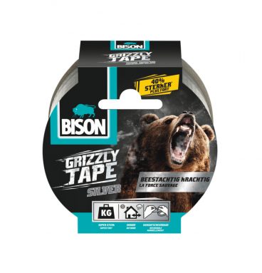 Bison Grizzly Tape Zilver 10m