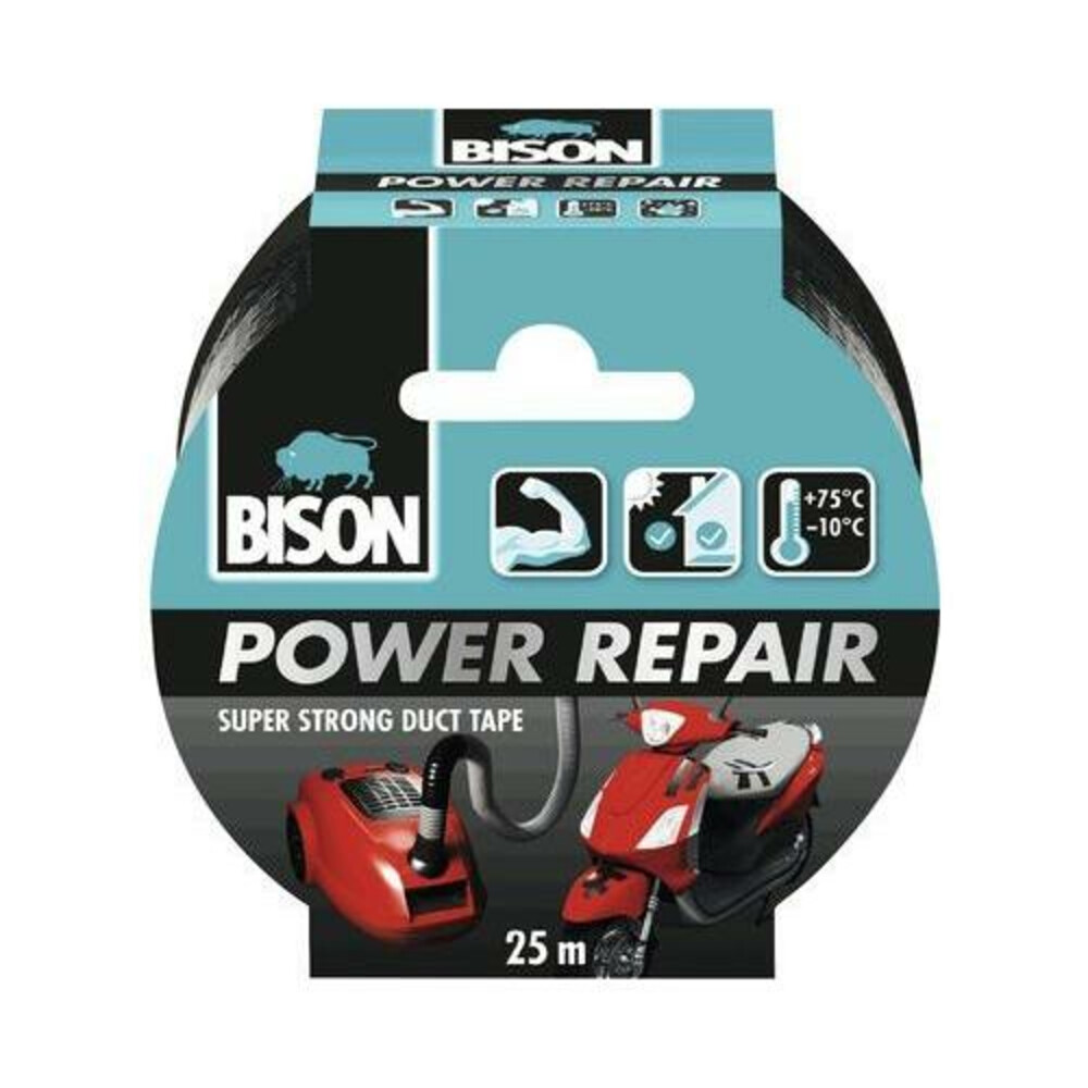 Bison Tape Power Repair Zwart 25 m