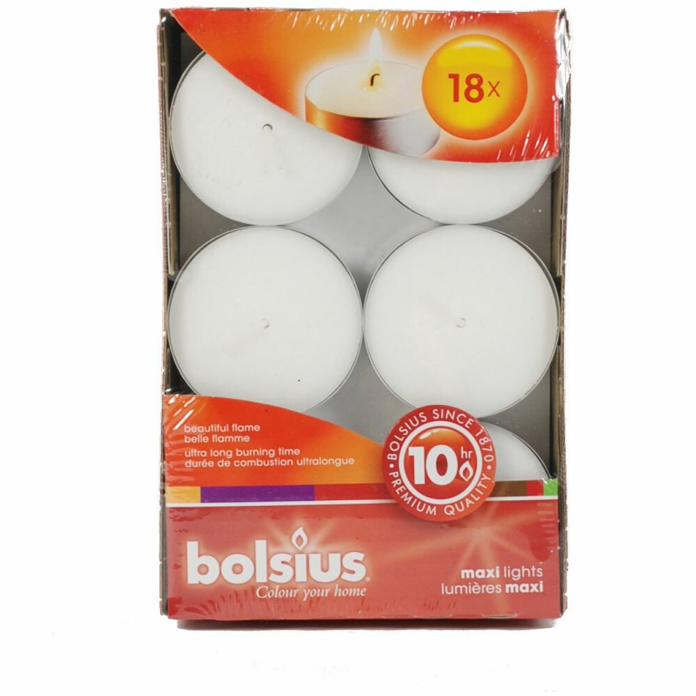 Bolsius Theelicht 10 uur doos Wit 18 stuks