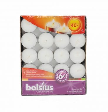 Bolsius Theelicht 6 uur doos Wit 40 stuks