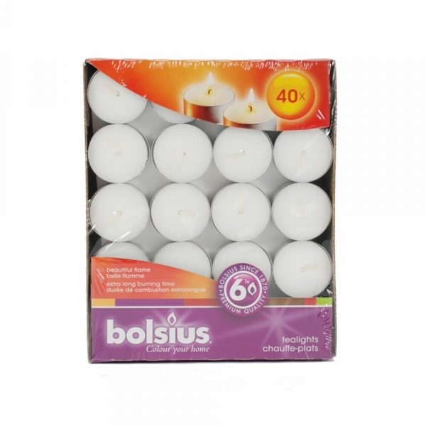 Bolsius Theelicht 6 uur doos Wit 40 stuks