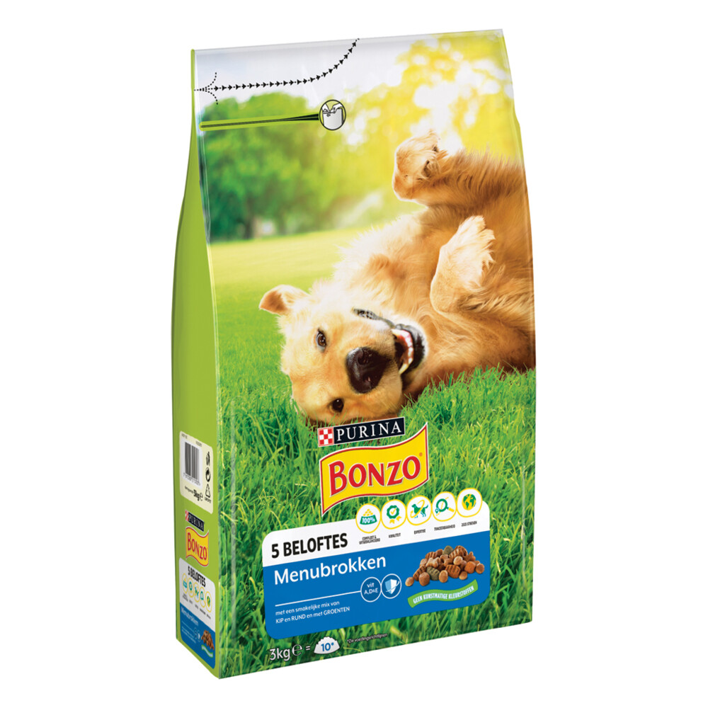 3x Bonzo Droogvoer Adult Menubrokken Kip 3 kg