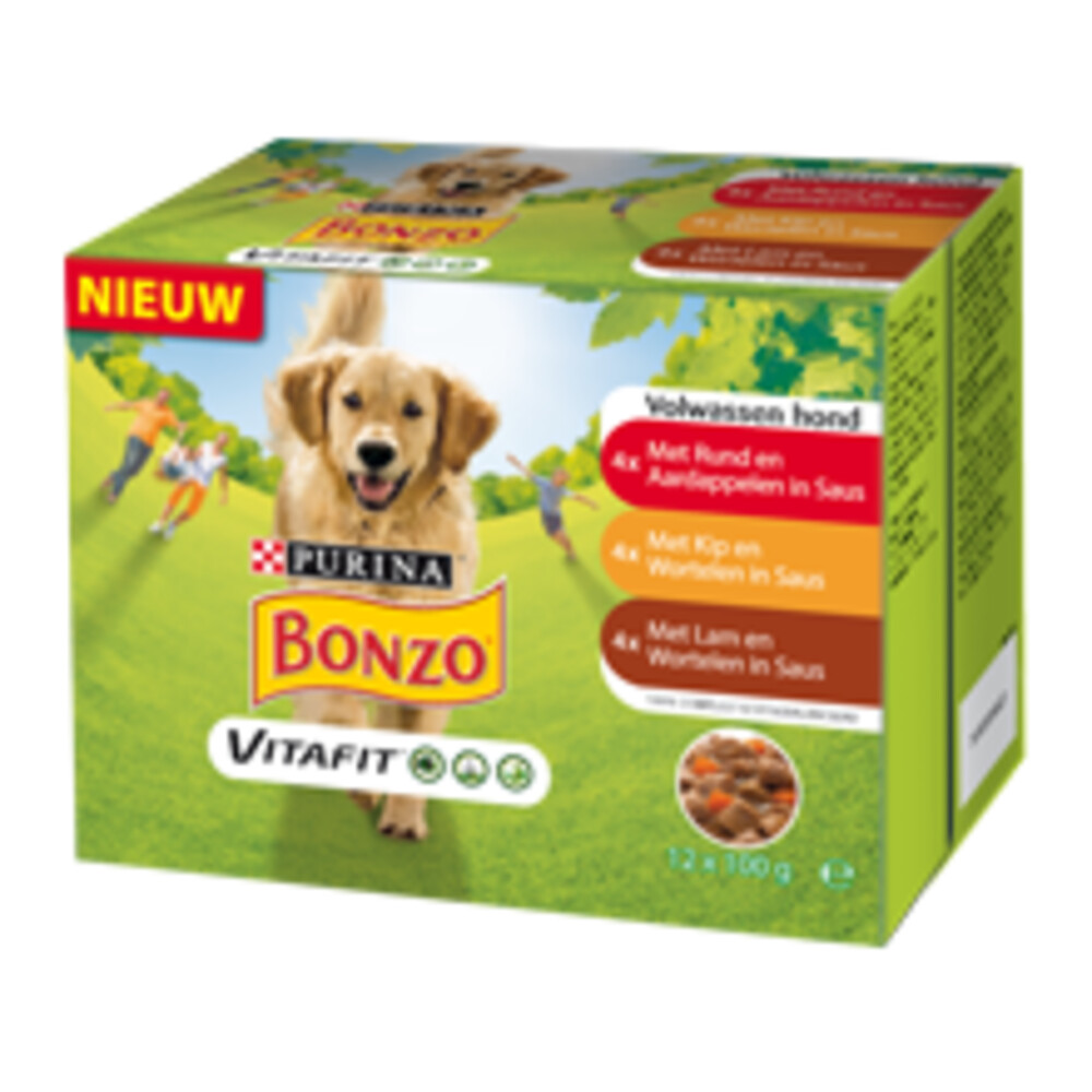 Bonzo Vitafit Multipack Rund - Kip - Lam 12 x 100 gr