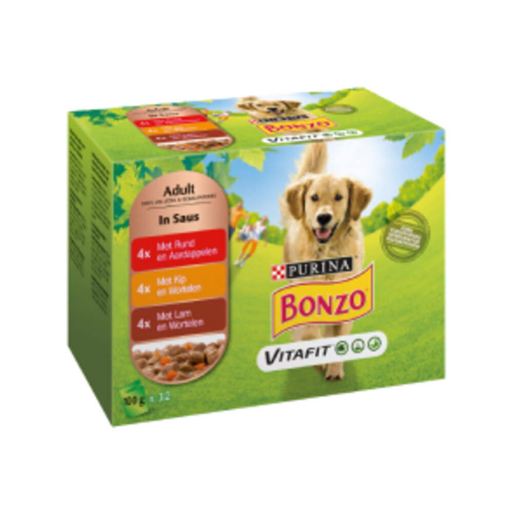 Bonzo Vitafit Multipack Rund - Kip - Lam in Gelei 12 x 100 gr