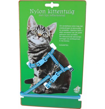 Boon Kittentuig Nylon + Lijn Neon Blauw