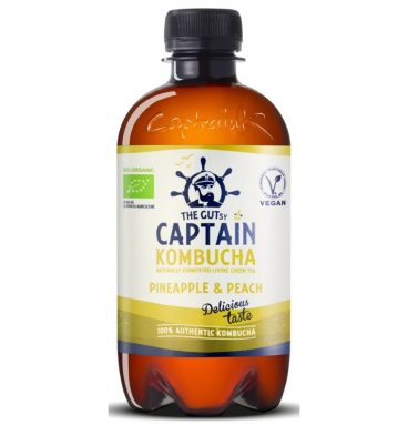 3x Captain Kombucha Ananas&Perzik Biologisch 400 ml