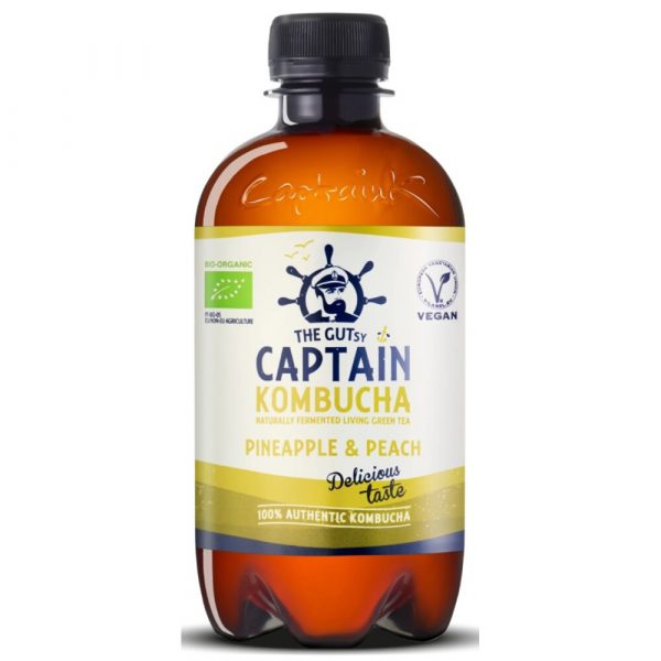 3x Captain Kombucha Ananas&Perzik Biologisch 400 ml