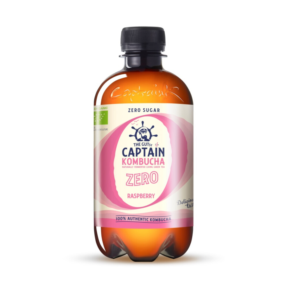 3x Captain Kombucha Zero Sugar Framboos Biologisch 400 ml