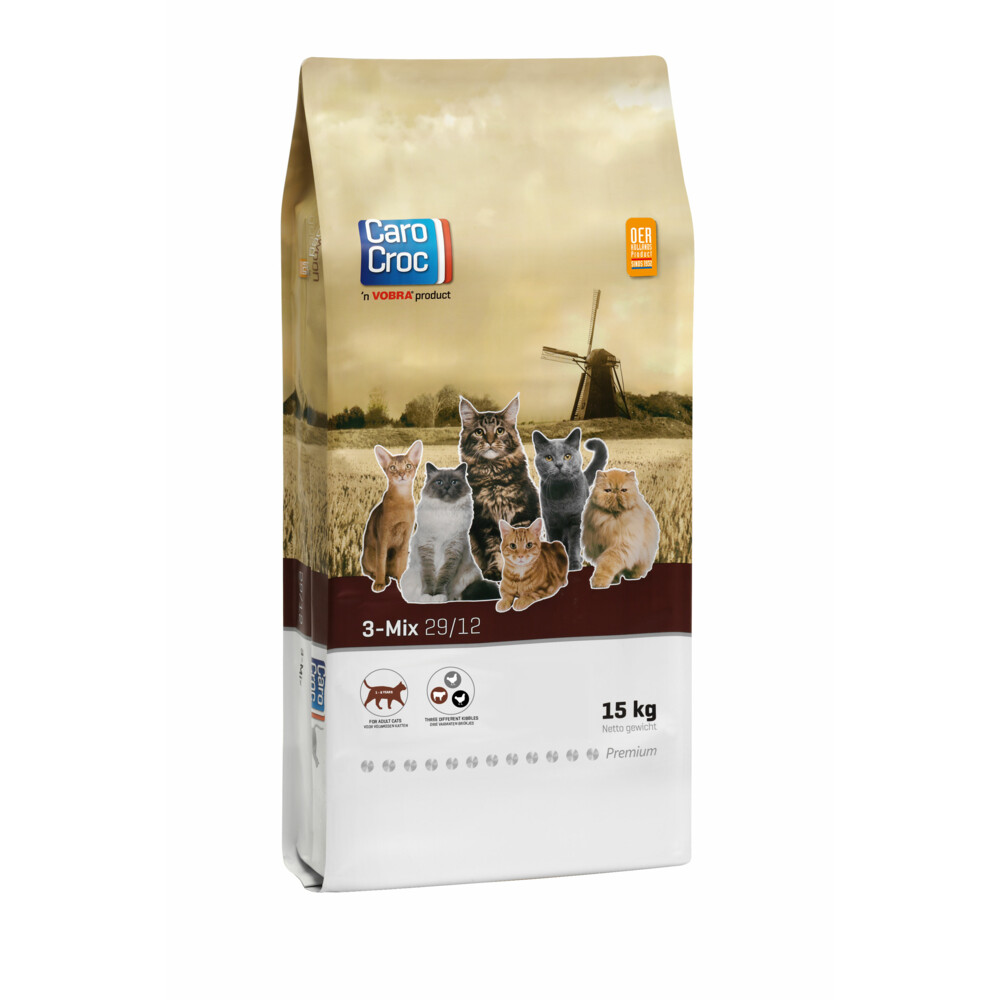 CaroCroc Kattenvoer 3-mix 15 kg