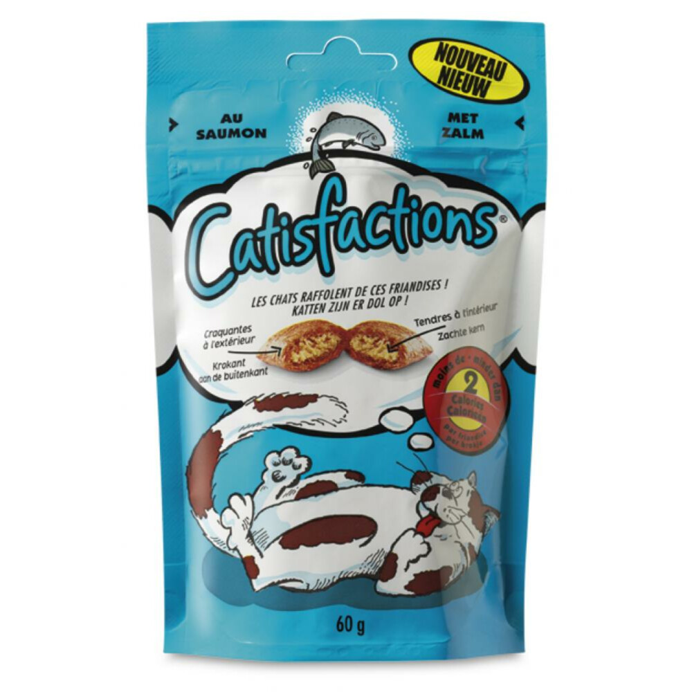 6x Catisfactions Kattensnoepjes Zalm 60 gr