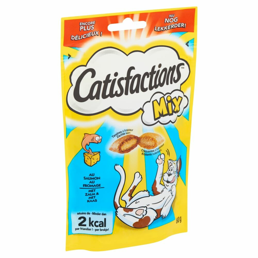 6x Catisfactions Kattensnoepjes Zalm - Kaas 60 gr