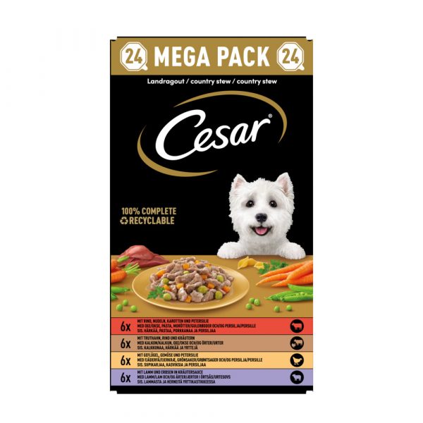 Cesar Kuipjes Hondenvoer Landragout In Saus Multi-pack 24 x 150 gr