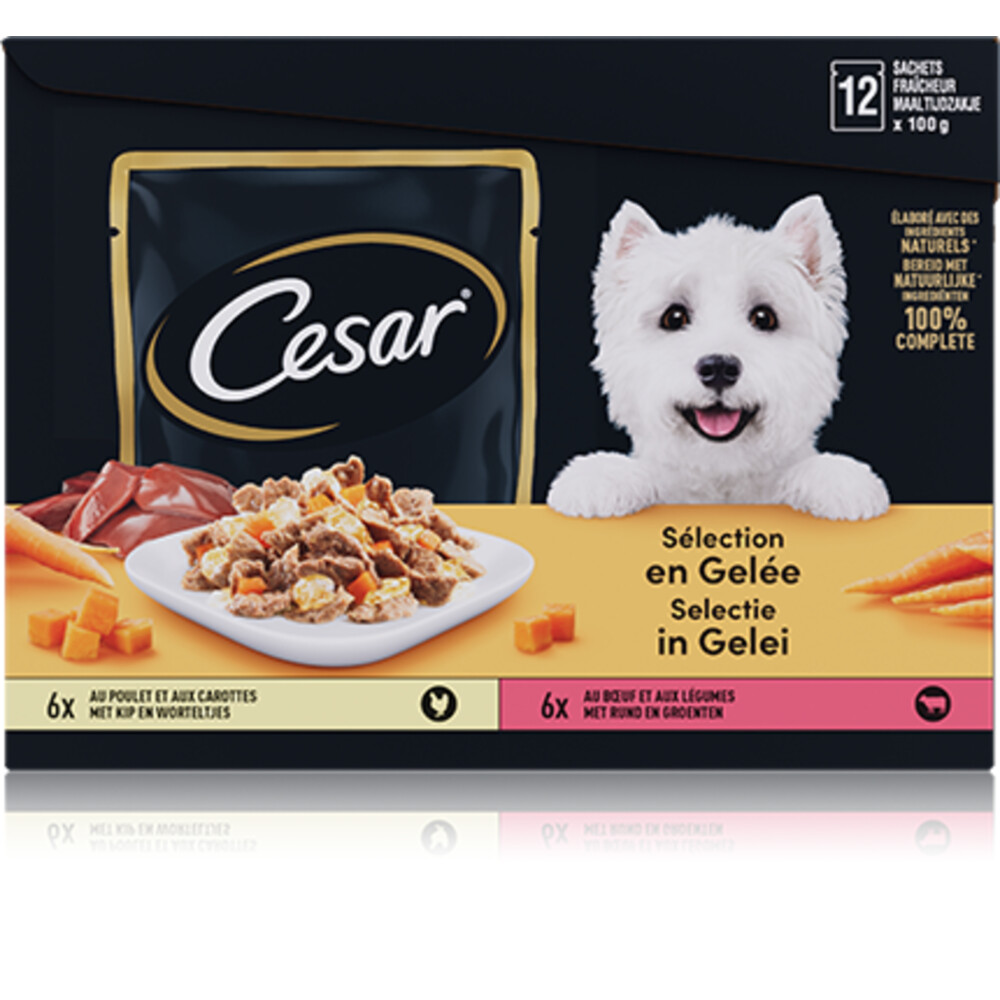 4x Cesar Maaltijdzakjes in Gelei 12 x 100 gr