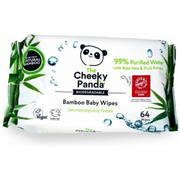 6x Cheeky Panda Baby Wipes Bamboo 64 doekjes