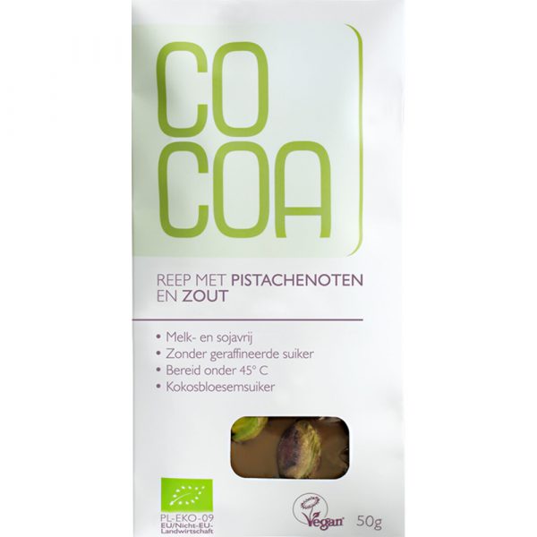 3x Cocoa Reep Wit Pista Zout Bio 50 gr