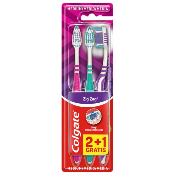 12x Colgate Tandenborstel ZigZag Medium 3 stuks