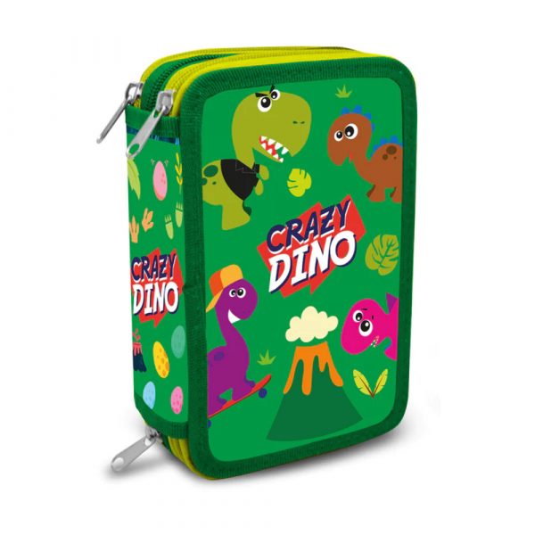 Crazy Dino Gevulde Etui Met 3 Ritsen