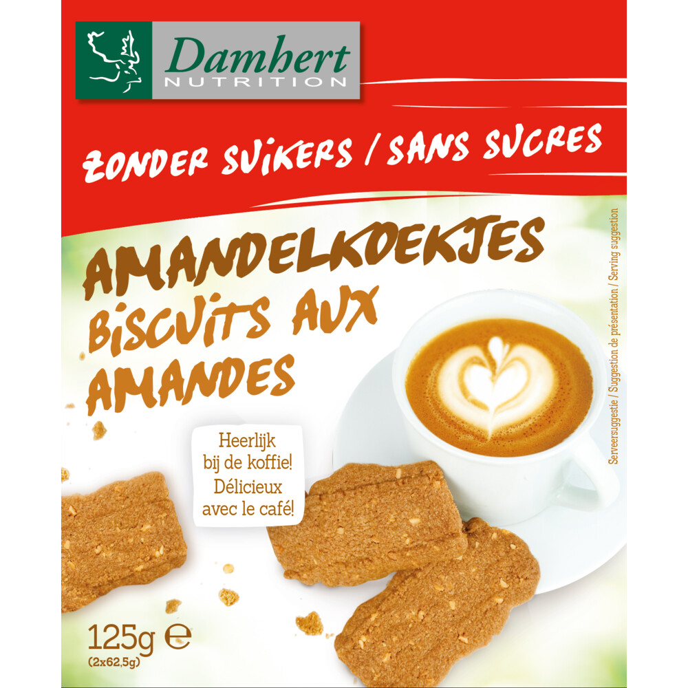 3x Damhert Amandelkoekjes Speculaas Zonder Suikers 125 gr