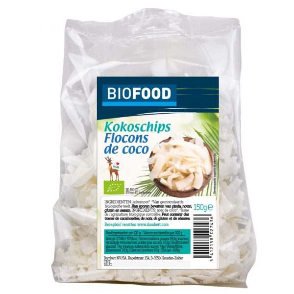 3x Damhert Biofood Kokoschips Biologisch 150 gr