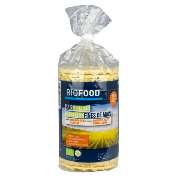 12x Damhert Biofood Maiswafels Met Lijnzaad BIO 150 gr