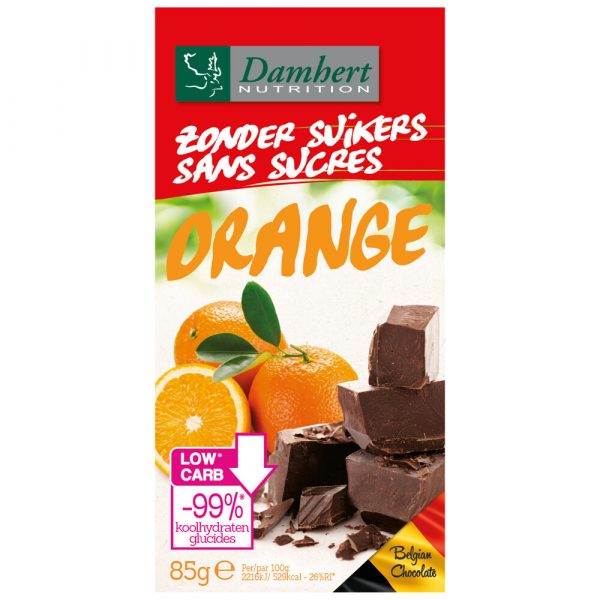 3x Damhert Chocoladetablet Orange Zonder Suikers 85 gr